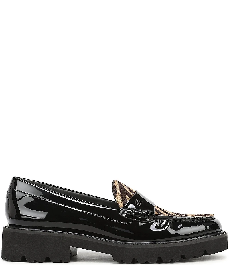 Sarto by Franco Sarto Saffron Patent Tiger Print Calf Hair Lug Sole Loafers