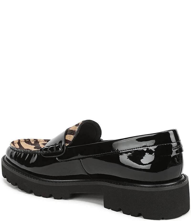 Sarto by Franco Sarto Saffron Patent Tiger Print Calf Hair Lug Sole Loafers