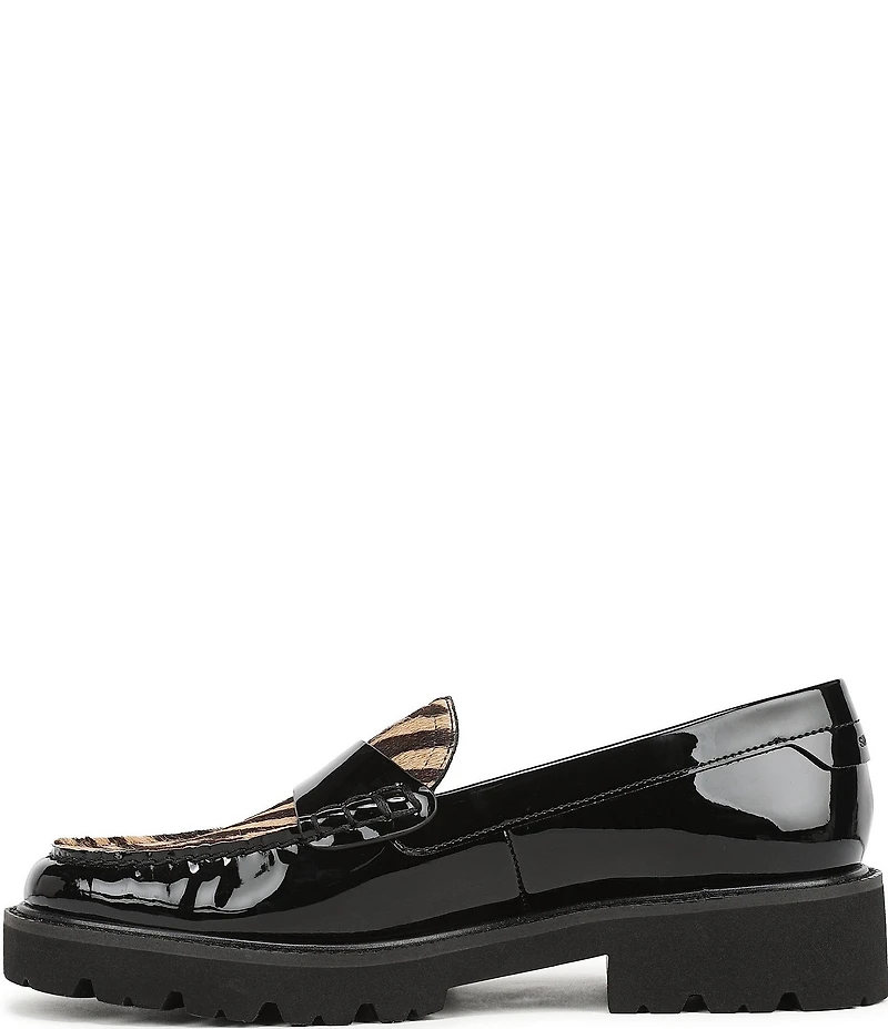 Sarto by Franco Sarto Saffron Patent Tiger Print Calf Hair Lug Sole Loafers