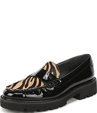 Sarto by Franco Sarto Saffron Patent Tiger Print Calf Hair Lug Sole Loafers