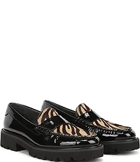 Sarto by Franco Sarto Saffron Patent Tiger Print Calf Hair Lug Sole Loafers