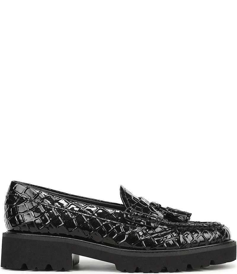 Sarto by Franco Sarto Sarika Croco Embossed Patent Tassels Lugged Loafers