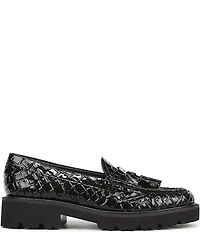 Sarto by Franco Sarto Sarika Croco Embossed Patent Tassels Lugged Loafers
