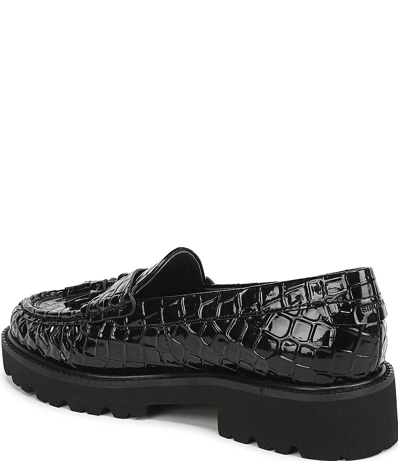 Sarto by Franco Sarto Sarika Croco Embossed Patent Tassels Lugged Loafers