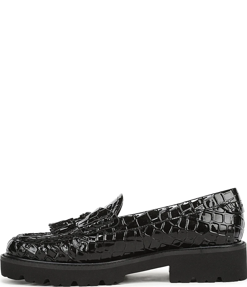 Sarto by Franco Sarto Sarika Croco Embossed Patent Tassels Lugged Loafers