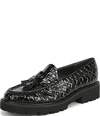 Sarto by Franco Sarto Sarika Croco Embossed Patent Tassels Lugged Loafers