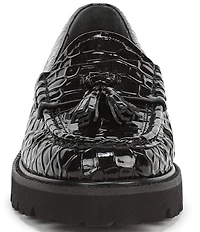 Sarto by Franco Sarto Sarika Croco Embossed Patent Tassels Lugged Loafers