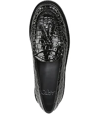 Sarto by Franco Sarto Sarika Croco Embossed Patent Tassels Lugged Loafers