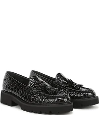 Sarto by Franco Sarto Sarika Croco Embossed Patent Tassels Lugged Loafers