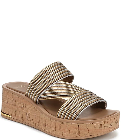 Sarto by Franco Sarto Tahani Metallic Platform Wedge Slide Sandals