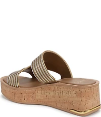 Sarto by Franco Sarto Tahani Metallic Platform Wedge Slide Sandals