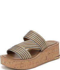 Sarto by Franco Sarto Tahani Metallic Platform Wedge Slide Sandals