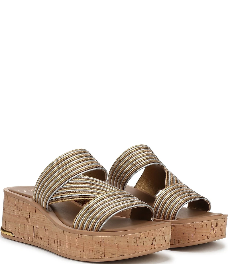 Sarto by Franco Sarto Tahani Metallic Platform Wedge Slide Sandals