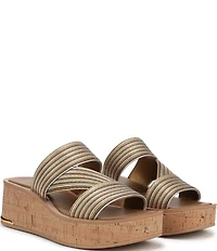 Sarto by Franco Sarto Tahani Metallic Platform Wedge Slide Sandals