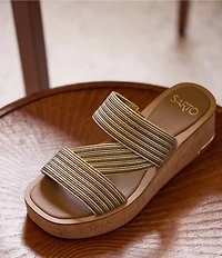 Sarto by Franco Sarto Tahani Metallic Platform Wedge Slide Sandals