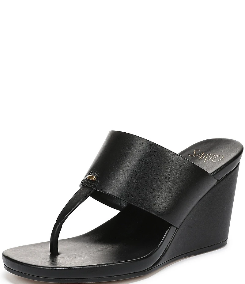 Sarto by Franco Sarto Talea Leather Wedge Thong Slide Sandals