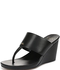 Sarto by Franco Sarto Talea Leather Wedge Thong Slide Sandals