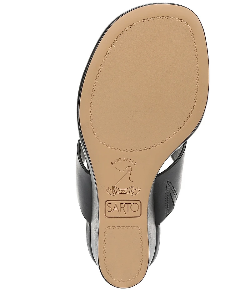 Sarto by Franco Sarto Talea Leather Wedge Thong Slide Sandals