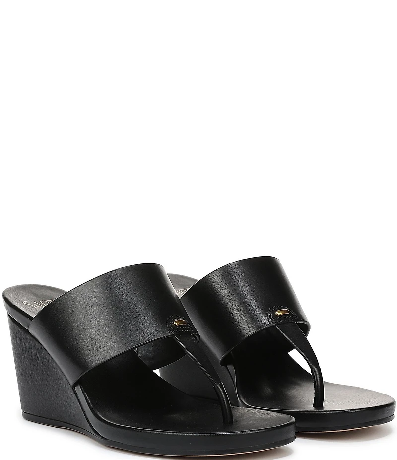 Sarto by Franco Sarto Talea Leather Wedge Thong Slide Sandals