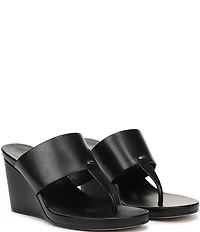 Sarto by Franco Sarto Talea Leather Wedge Thong Slide Sandals