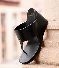 Sarto by Franco Sarto Talea Leather Wedge Thong Slide Sandals