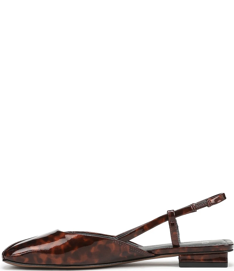 Sarto by Franco Sarto Telica Tortoise Print Patent Leather Square Toe Slingback Flats