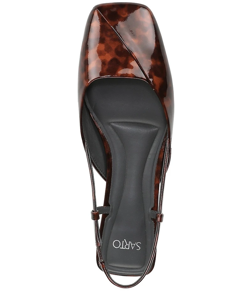 Sarto by Franco Sarto Telica Tortoise Print Patent Leather Square Toe Slingback Flats