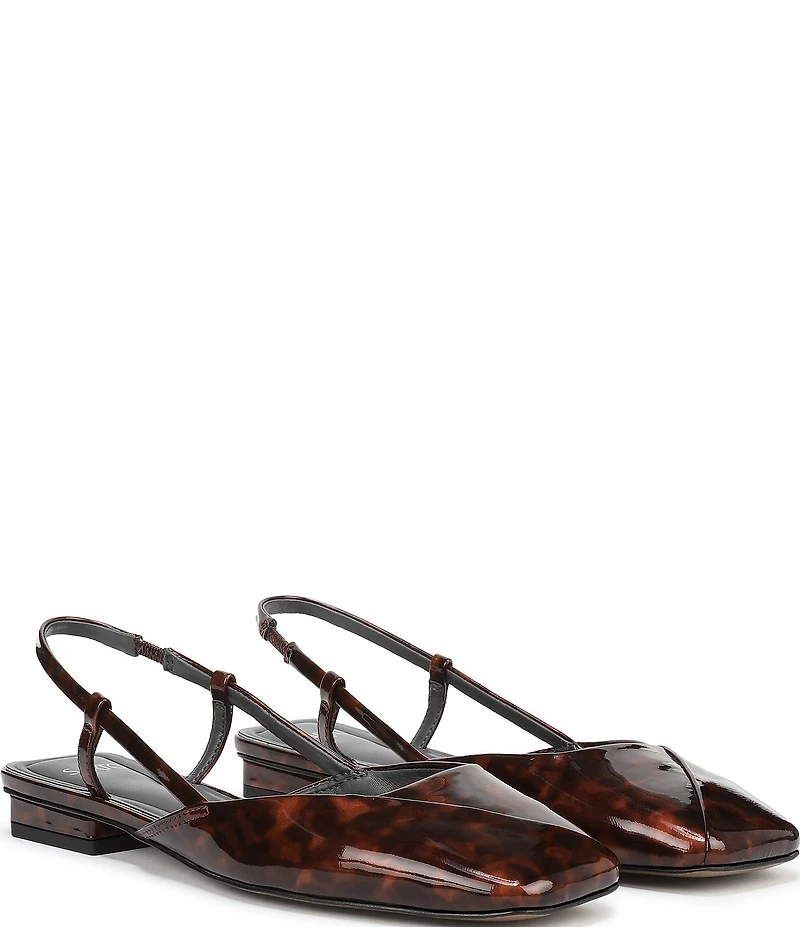 Sarto by Franco Sarto Telica Tortoise Print Patent Leather Square Toe Slingback Flats