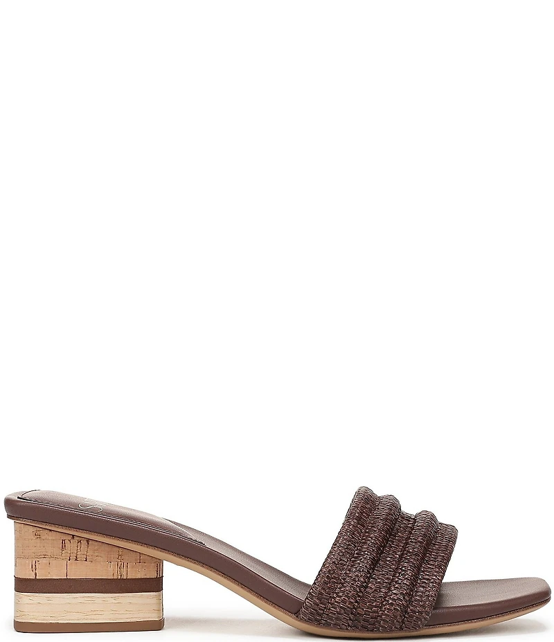 Sarto by Franco Sarto Waverly Woven Mixed Cork Triangle Block Heel Slides