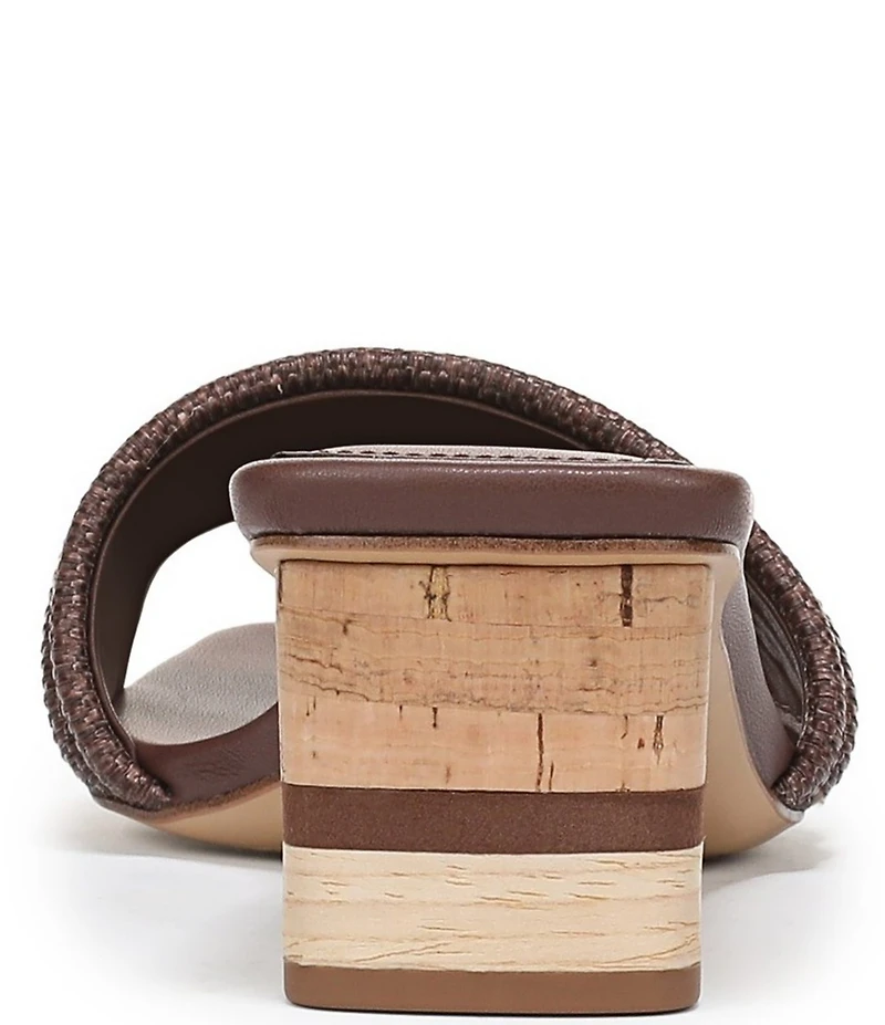 Sarto by Franco Sarto Waverly Woven Mixed Cork Triangle Block Heel Slides