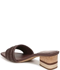 Sarto by Franco Sarto Waverly Woven Mixed Cork Triangle Block Heel Slides