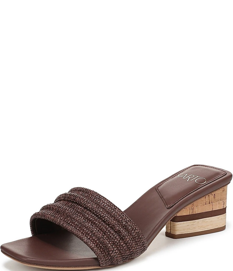 Sarto by Franco Sarto Waverly Woven Mixed Cork Triangle Block Heel Slides