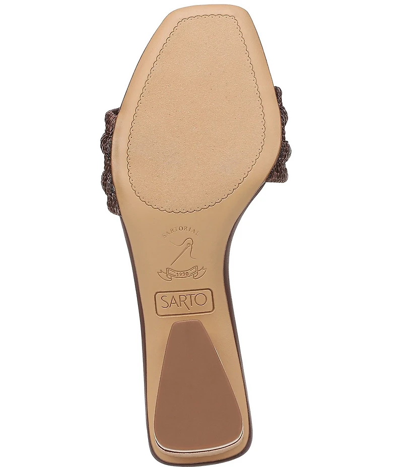 Sarto by Franco Sarto Waverly Woven Mixed Cork Triangle Block Heel Slides