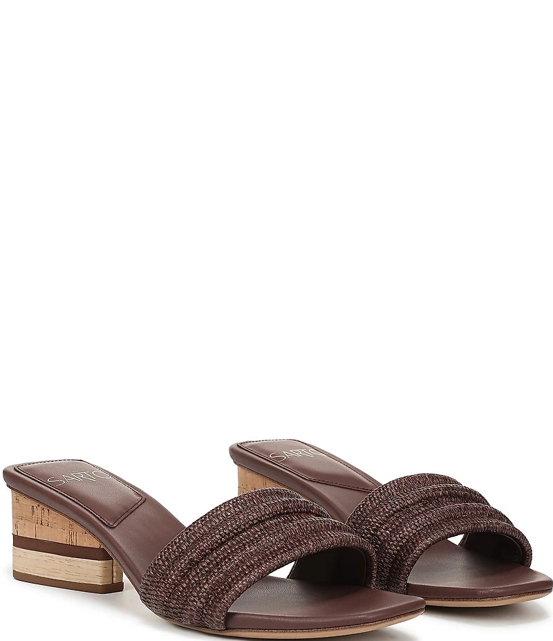 Sarto by Franco Sarto Waverly Woven Mixed Cork Triangle Block Heel Slides