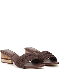 Sarto by Franco Sarto Waverly Woven Mixed Cork Triangle Block Heel Slides