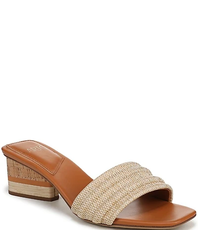 Sarto by Franco Sarto Waverly Woven Mixed Cork Triangle Block Heel Slides