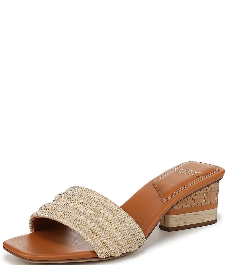 Sarto by Franco Sarto Waverly Woven Mixed Cork Triangle Block Heel Slides