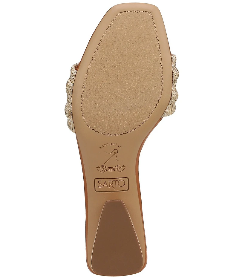 Sarto by Franco Sarto Waverly Woven Mixed Cork Triangle Block Heel Slides