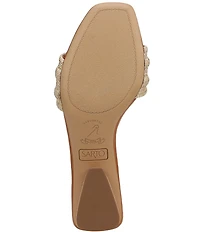 Sarto by Franco Sarto Waverly Woven Mixed Cork Triangle Block Heel Slides