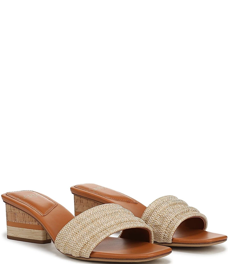 Sarto by Franco Sarto Waverly Woven Mixed Cork Triangle Block Heel Slides