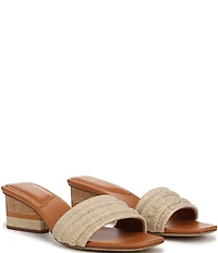 Sarto by Franco Sarto Waverly Woven Mixed Cork Triangle Block Heel Slides