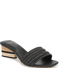 Sarto by Franco Sarto Waverly Woven Mixed Cork Triangle Block Heel Slides