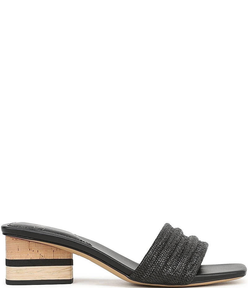Sarto by Franco Sarto Waverly Woven Mixed Cork Triangle Block Heel Slides