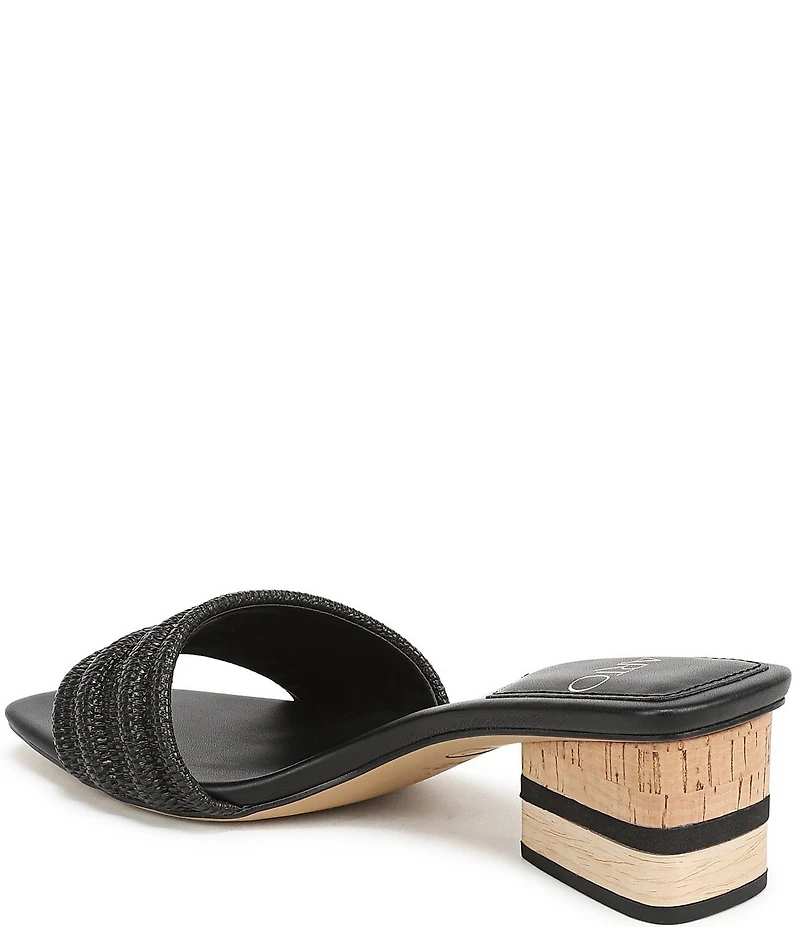 Sarto by Franco Sarto Waverly Woven Mixed Cork Triangle Block Heel Slides