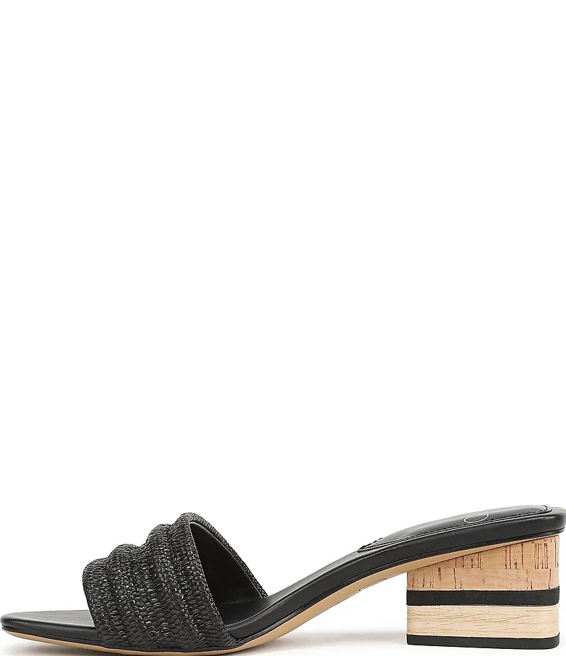 Sarto by Franco Sarto Waverly Woven Mixed Cork Triangle Block Heel Slides