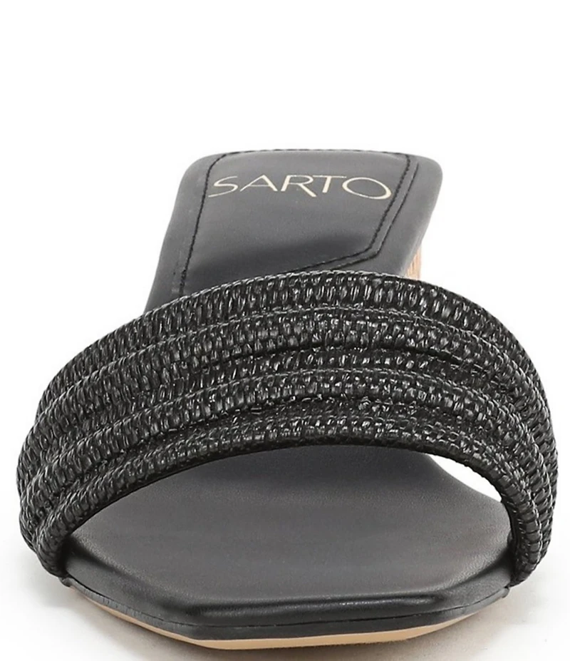Sarto by Franco Sarto Waverly Woven Mixed Cork Triangle Block Heel Slides