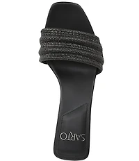 Sarto by Franco Sarto Waverly Woven Mixed Cork Triangle Block Heel Slides