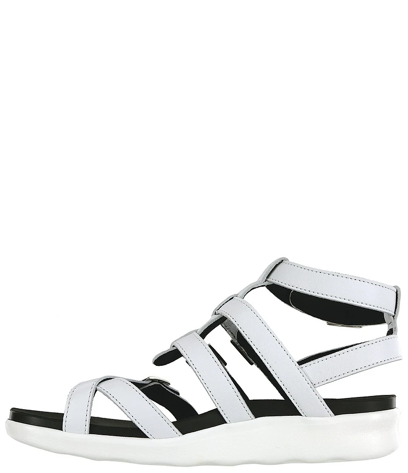 SAS Aria Leather Buckle Hardware Hook-and-Loop Gladiator Sandals