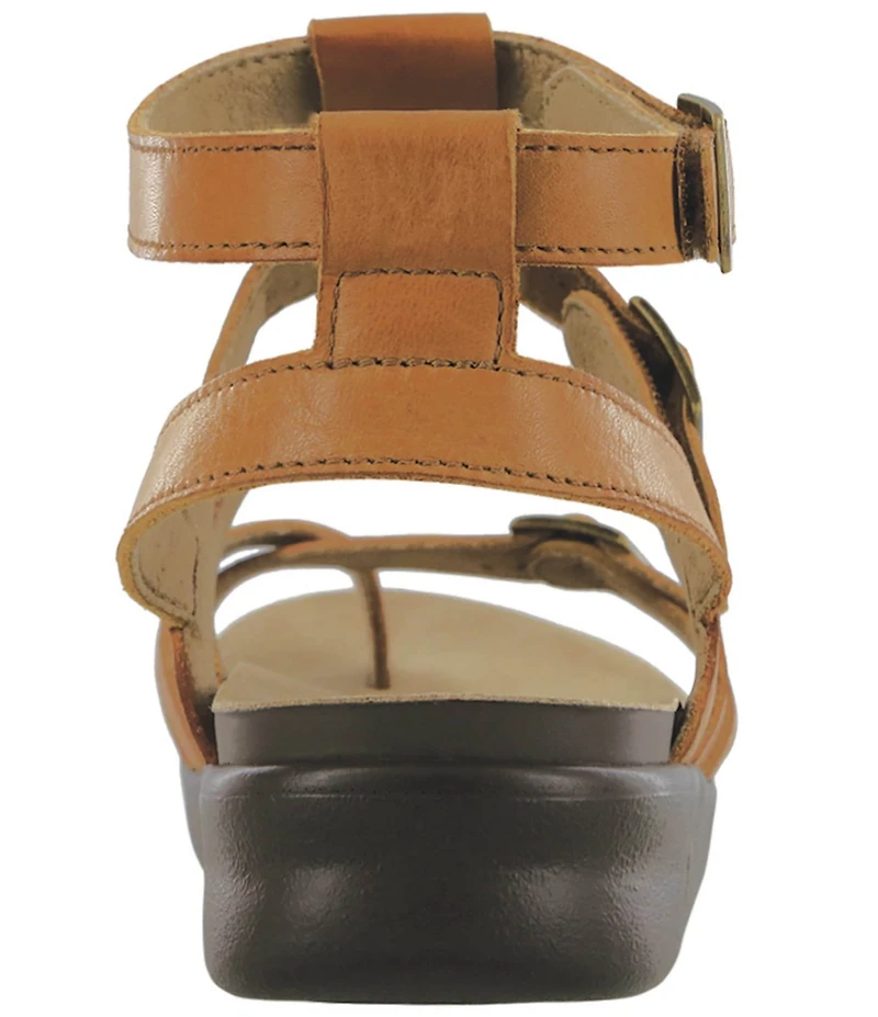 SAS Aria Leather Buckle Hardware Hook-and-Loop Gladiator Sandals