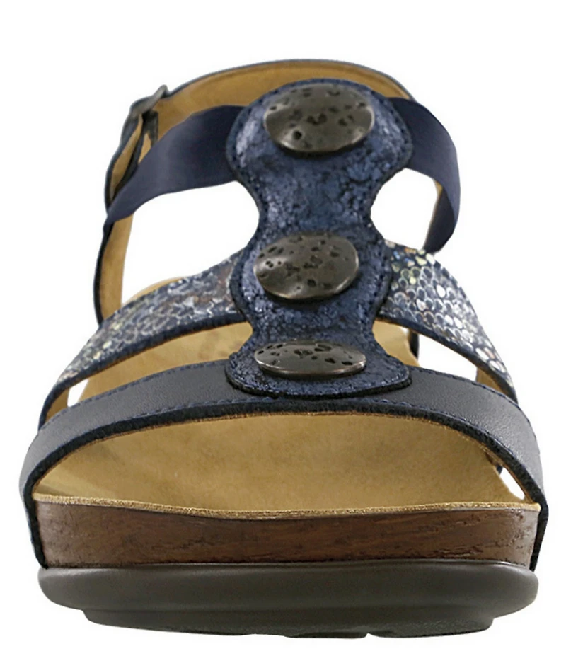 SAS Clover Multi Pattern Leather Ornamented Sandals